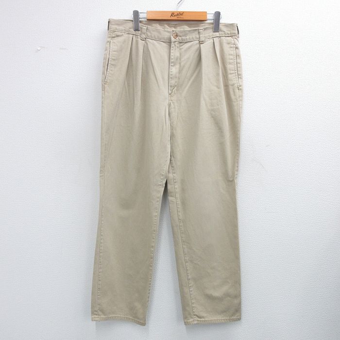 W31★古着 ダックヘッド パンツ メンズ 00年代 00s コットン ベージュ カーキ 25jun14 中古 ボトムス ロング