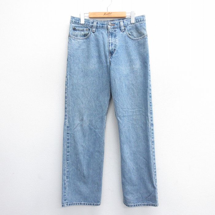 【50%OFF】W32★古着 エディーバウアー ジーンズ メンズ コットン 紺 ネイビー デニム 25jun14 中古 ボトムス ジーパン Gパン ロング パンツ