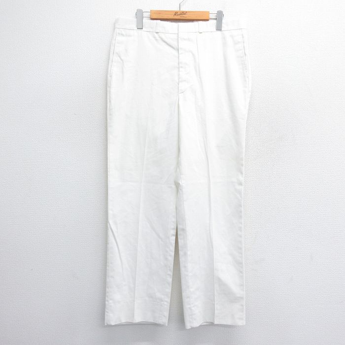 W36★古着 パンツ メンズ 80年代 80s USA製 白 ホワイト 25jun14 中古 ボトムス ロング
