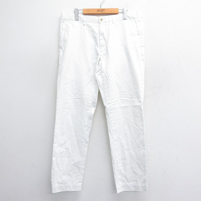 W36★古着 ラルフローレン Ralph Lauren ブランド パンツ メンズ 90年代 90s コットン 白 ホワイト 25jun14 中古 ボトムス ロング