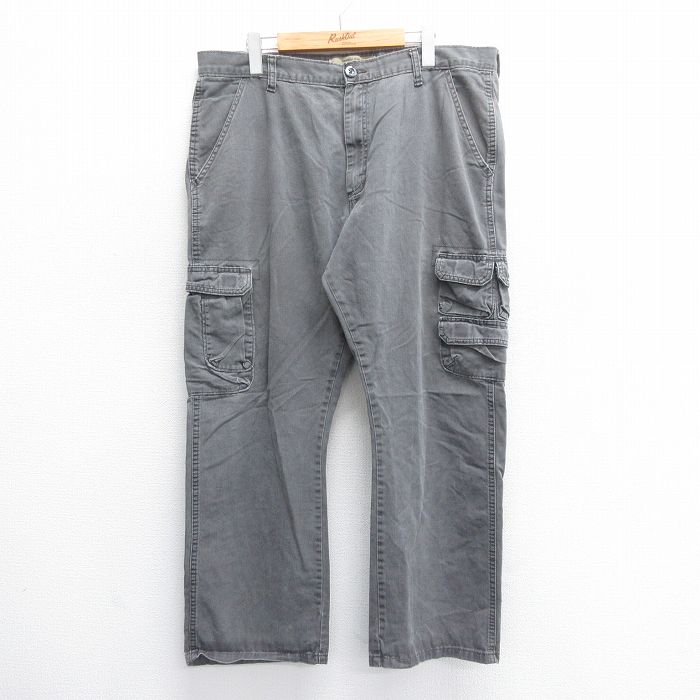 W38★古着 ラングラー Wrangler カーゴ パンツ メンズ コットン グレー 25jun14 中古 ボトムス ロング