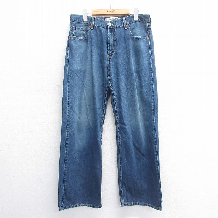 【20%OFF】W36★古着 リーバイス Levis 529 ジーンズ メンズ ヒゲ コットン 紺 ネイビー デニム 25jun16 中古 ボトムス ジーパン Gパン ロング パンツ