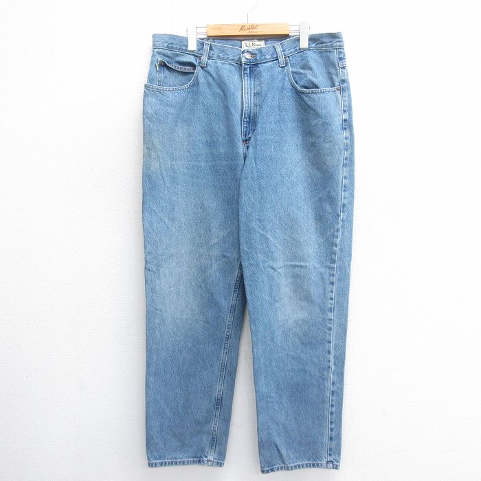 【50%OFF】W37★古着 エルエルビーン LLBEAN ジーンズ メンズ コットン 紺 ネイビー デニム 25jun16 中古 ボトムス ジーパン Gパン ロング パンツ