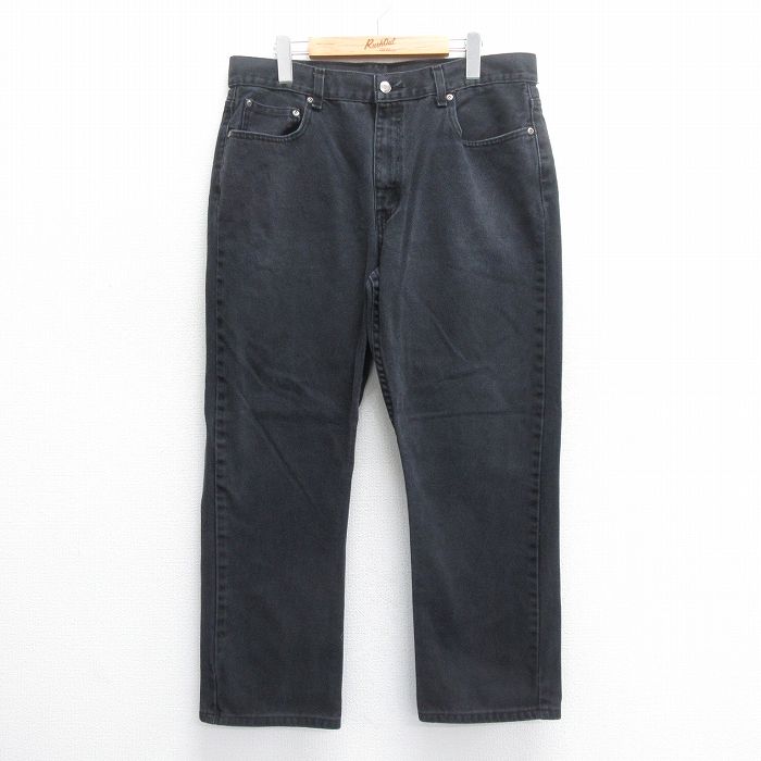 W36★古着 ジーンズ メンズ コットン 黒 ブラック デニム 25jun16 中古 ボトムス ジーパン Gパン ロング パンツ