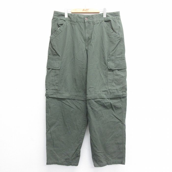 【20%OFF】W37★古着 FADED GLORY デタッチャブル カーゴ パンツ メンズ コットン 緑 グリーン 【spe】 25jun16 中古 ボトムス ロング