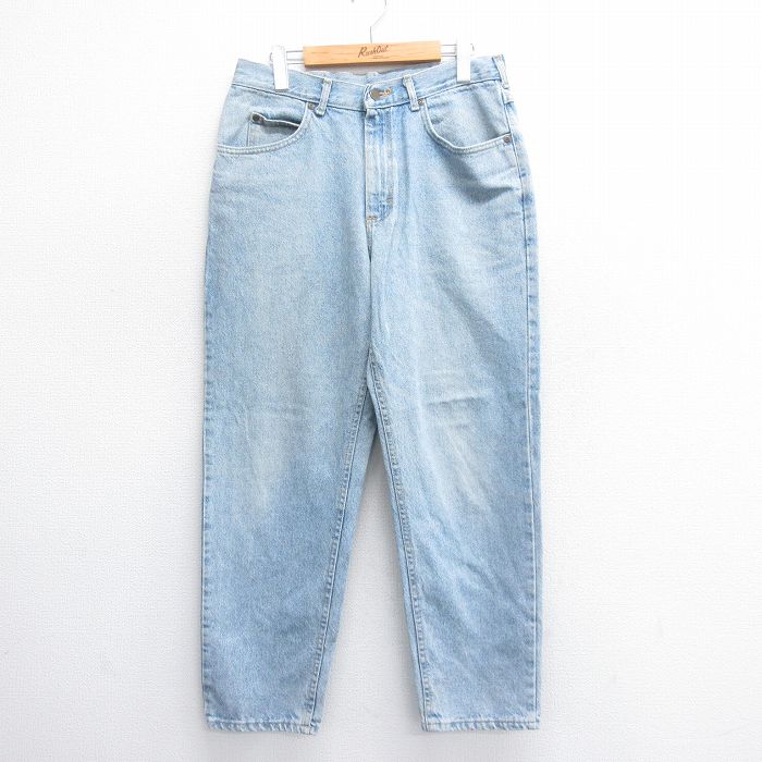 W32★古着 リー Lee ジーンズ メンズ 90年代 90s テーパード コットン USA製 紺 ネイビー デニム 25jun16 中古 ボトムス ジーパン Gパン ロング パンツ