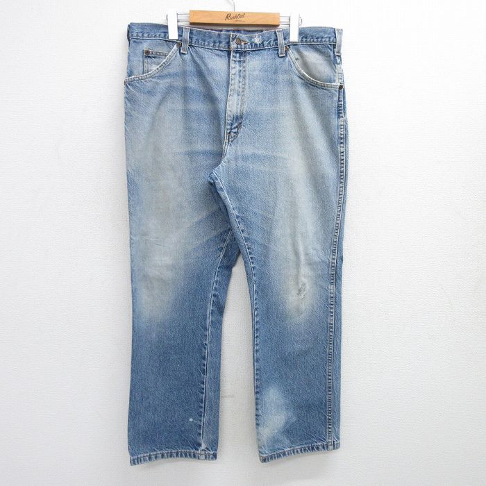 W38★古着 ディッキーズ Dickies ジーンズ メンズ ヒゲ コットン 紺 ネイビー デニム 【spe】 25jun16 中古 ボトムス ジーパン Gパン ロング パンツ