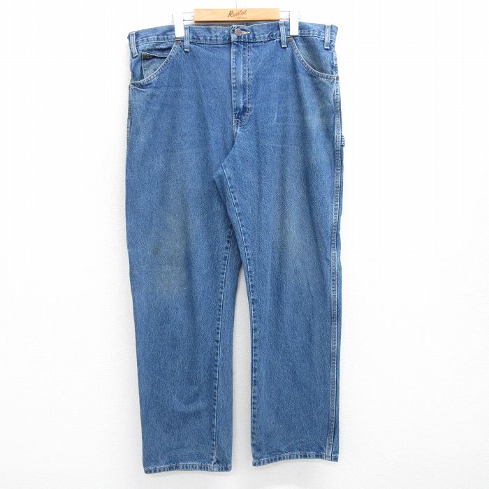 W38★古着 ディッキーズ Dickies ペインター パンツ メンズ コットン 紺 ネイビー デニム 【spe】 25jun16 中古 ボトムス ロング