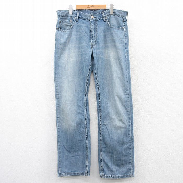 W37★古着 リーバイス Levis 569 ジーンズ メンズ ヒゲ コットン 薄紺 ネイビー デニム 25jun16 中古 ボトムス ジーパン Gパン ロング パンツ