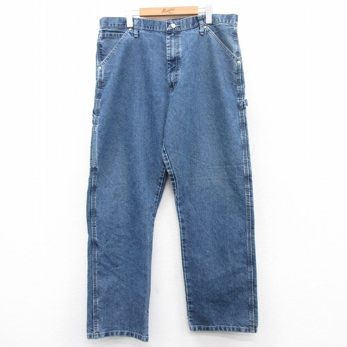 W37★古着 ラングラー Wrangler ペインター パンツ メンズ 紺 ネイビー デニム 25jun16 中古 ボトムス ロング