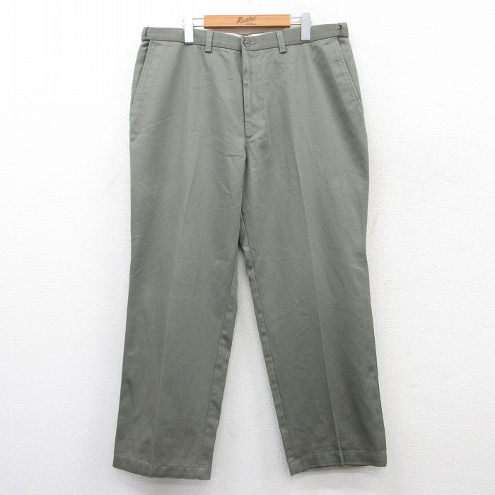 W37★古着 HAGGAR パンツ メンズ コットン 緑系 グリーン 25jun16 中古 ボトムス ロング