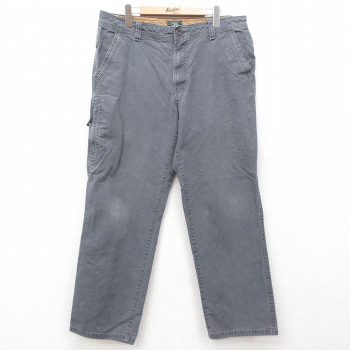 W36★古着 G.HBASS パンツ メンズ ダック地 グレー 25jun16 中古 ボトムス ロング