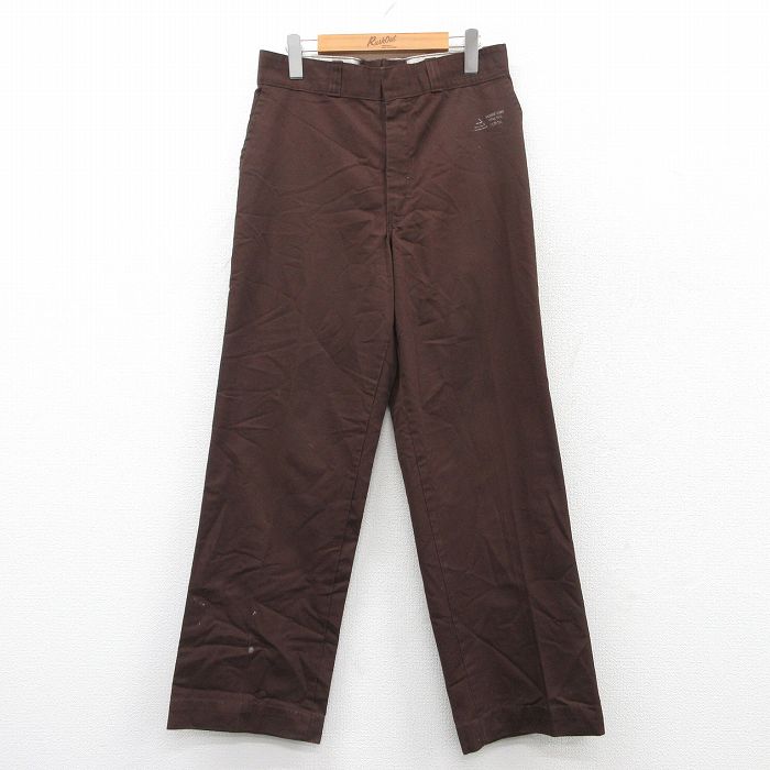 W30★古着 スラックス パンツ メンズ 80年代 80s USA製 茶 ブラウン 25jun16 中古 ボトムス ロング