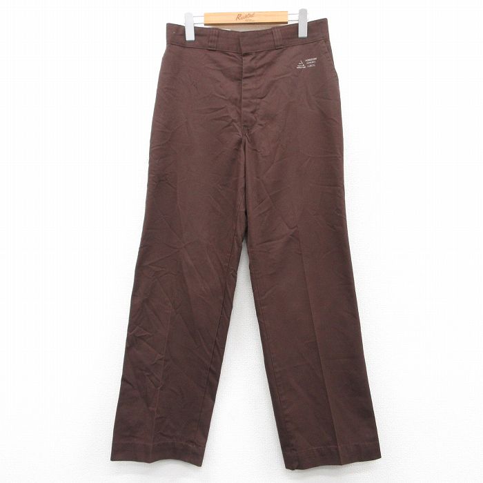 W30★古着 スラックス パンツ メンズ 80年代 80s USA製 茶 ブラウン 25jun16 中古 ボトムス ロング