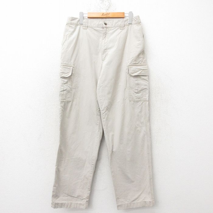 W34★古着 エルエルビーン LLBEAN カーゴ パンツ メンズ 00年代 00s コットン ベージュ カーキ 25jun16 中古 ボトムス ロング