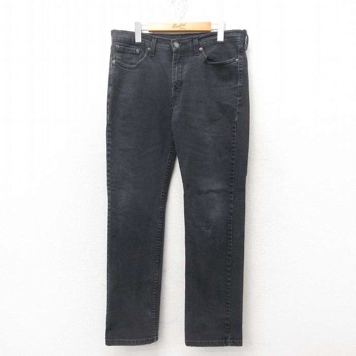W34★古着 リーバイス Levis 514 ジーンズ メンズ 黒 ブラック デニム 25jun16 中古 ボトムス ジーパン Gパン ロング パンツ
