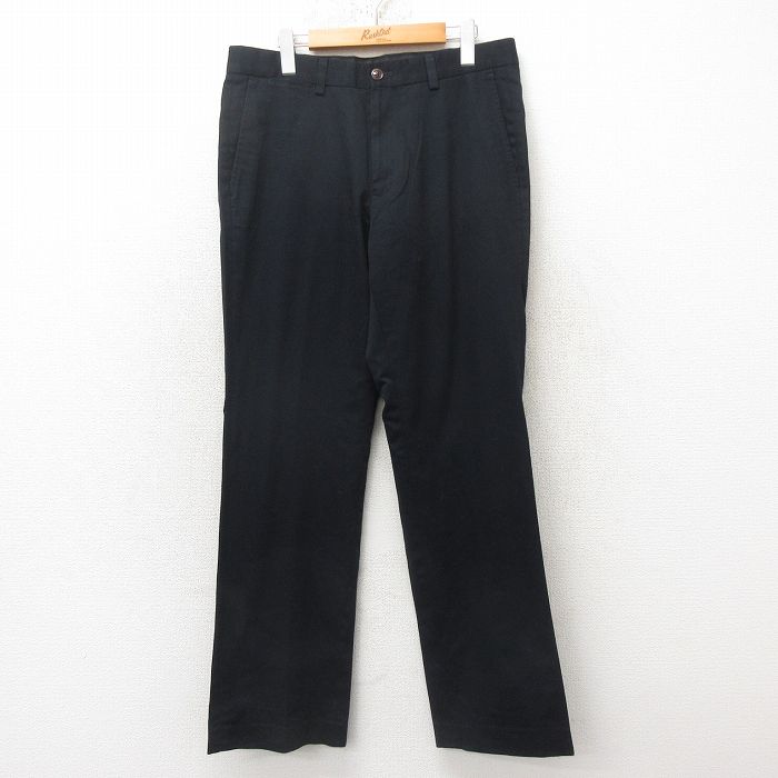 W34★古着 エディーバウアー パンツ メンズ コットン 黒 ブラック 25jun16 中古 ボトムス ロング