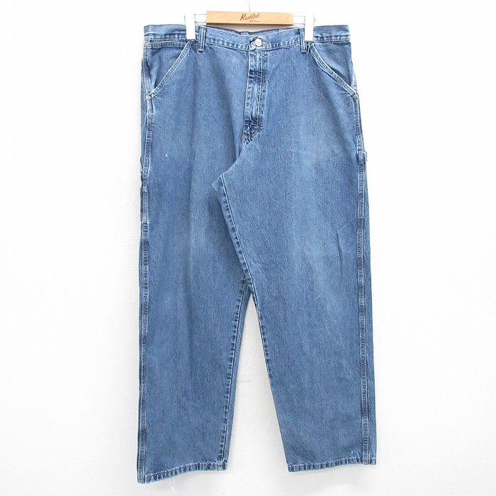 W38★古着 ラングラー Wrangler ペインター パンツ メンズ コットン 紺 ネイビー デニム 25jun17 中古 ボトムス ロング