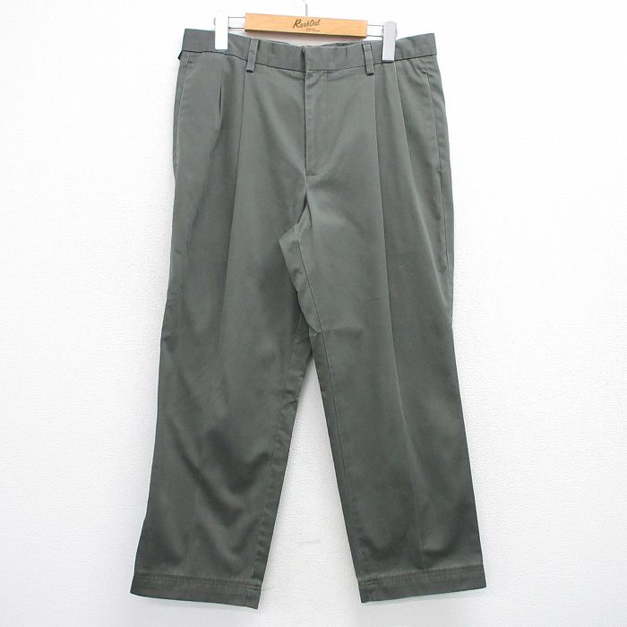 【20%OFF】W33★古着 ドッカーズ スラックス パンツ メンズ コットン 緑系 グリーン 25jun17 中古 ボトムス ロング