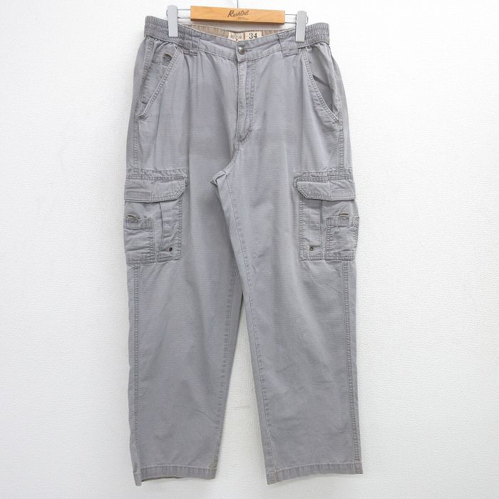 W34★古着 レッドヘッド カーゴ パンツ メンズ リップストップ ダック地 コットン グレー 25jun17 中古 ボトムス ロング