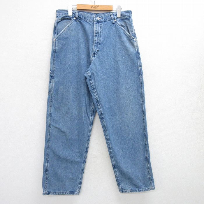 W35★古着 ラングラー Wrangler ペインター パンツ メンズ コットン 紺 ネイビー デニム 25jun18 中古 ボトムス ロング