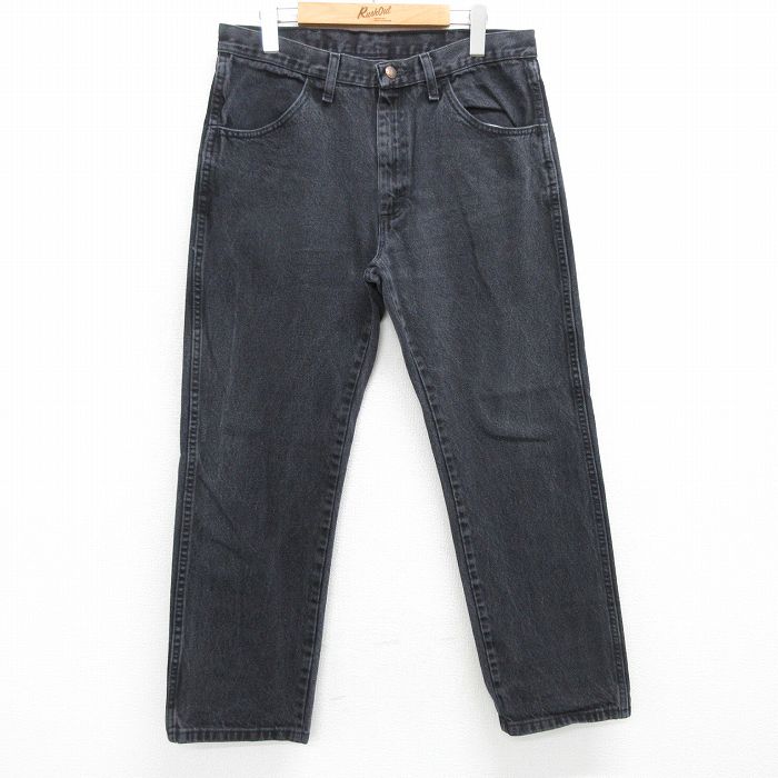 W35★古着 ラスラー ジーンズ メンズ コットン 黒 ブラック デニム 【spe】 25jun18 中古 ボトムス ジーパン Gパン ロング パンツ