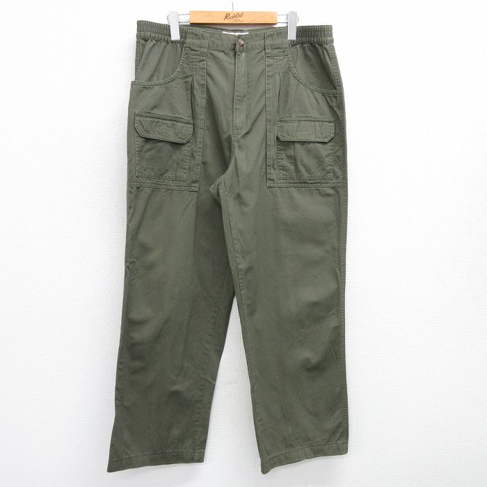 W37★古着 ブッシュ パンツ メンズ コットン 濃緑 グリーン 25jun18 中古 ボトムス ロング