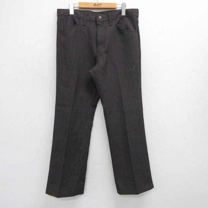 W34★古着 ラングラー Wrangler ランチャー パンツ メンズ 茶系 ブラウン 25jun19 中古 ボトムス ロング