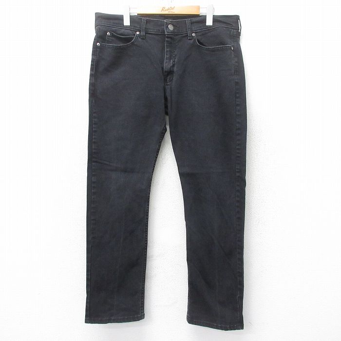 【20%OFF】W36★古着 リー Lee ジーンズ メンズ 黒 ブラック デニム 25jun19 中古 ボトムス ジーパン Gパン ロング パンツ