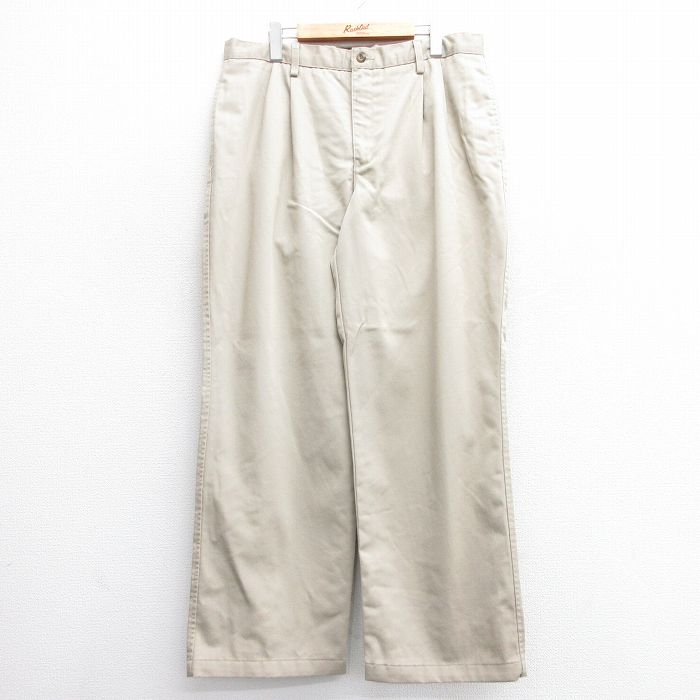 W36★古着 エディーバウアー パンツ メンズ コットン 薄ベージュ カーキ 25jun20 中古 ボトムス ロング
