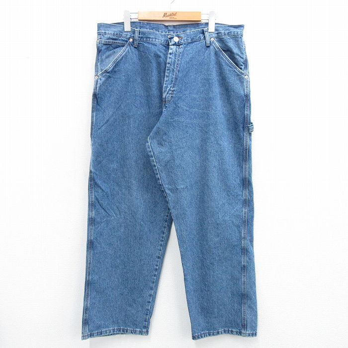 W36★古着 ラングラー Wrangler ペインター パンツ メンズ コットン 紺 ネイビー デニム 【spe】 25jun21 中古 ボトムス ロング