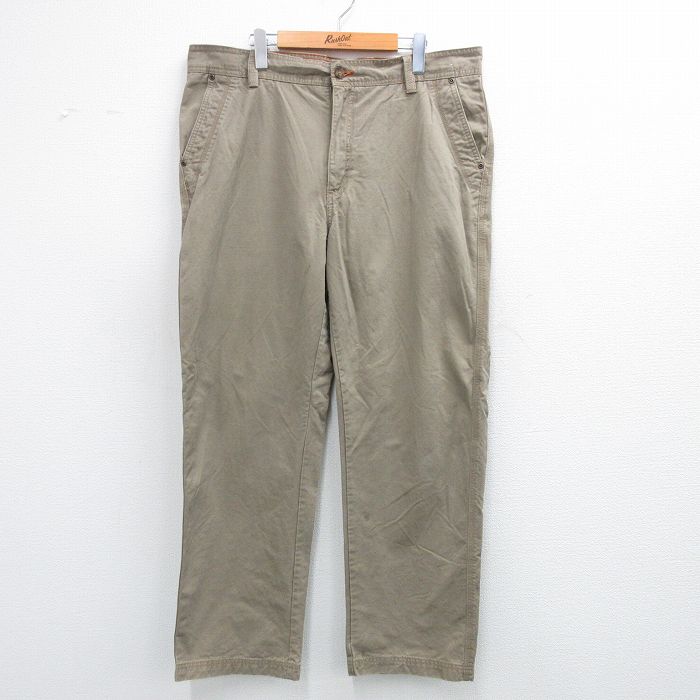 W39★古着 パンツ メンズ コットン ベージュ カーキ 25jun21 中古 ボトムス ロング