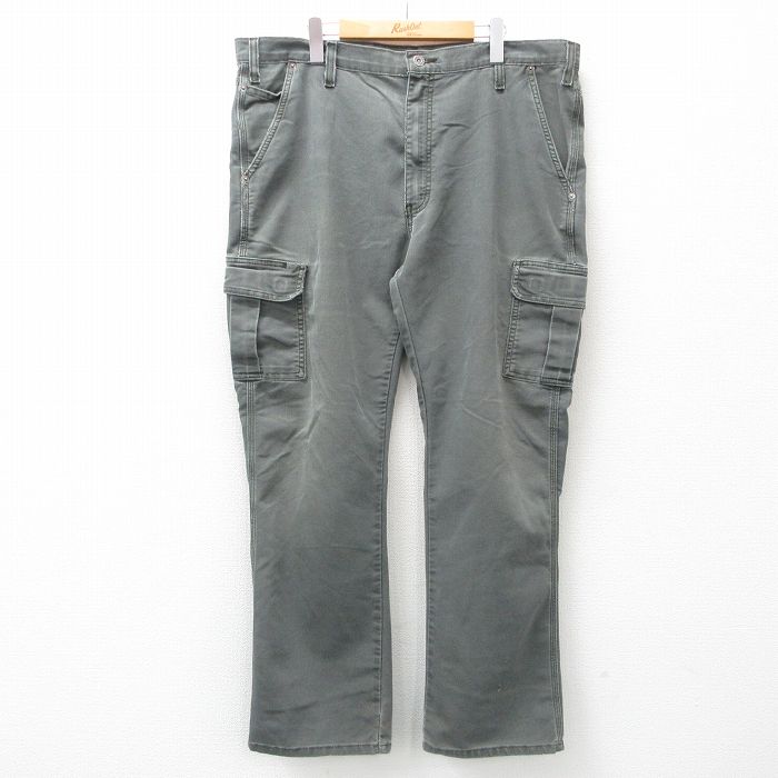 W40★古着 ディッキーズ Dickies カーゴ パンツ メンズ ダック地 濃緑 グリーン 25jun21 中古 ボトムス ロング