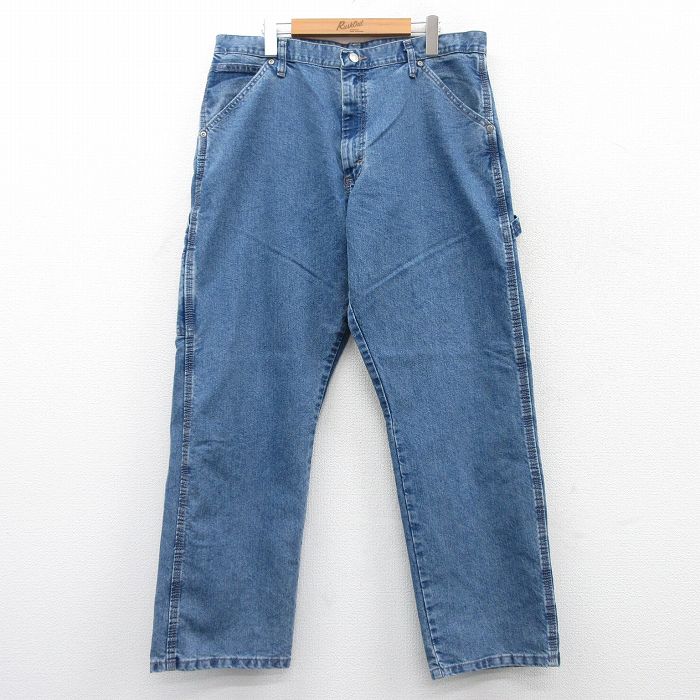 W37★古着 ラングラー Wrangler ペインター パンツ メンズ 紺 ネイビー デニム 【spe】 25jun23 中古 ボトムス ロング