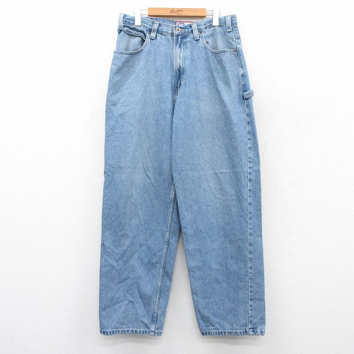 W32★古着 オールドネイビー OLD NAVY ペインター パンツ メンズ コットン 紺 ネイビー デニム 【spe】 25jun24 中古 ボトムス ロング