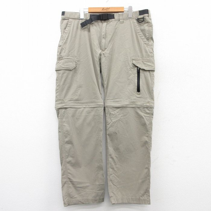 W40★古着 パンツ メンズ 大きいサイズ ベージュ カーキ 25jun24 中古 ボトムス ロング