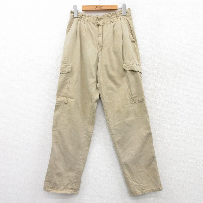 W28★古着 カーゴ パンツ メンズ 80年代 80s USA製 タロン ベージュ カーキ 【spe】 25jun24 中古 ボトムス ロング