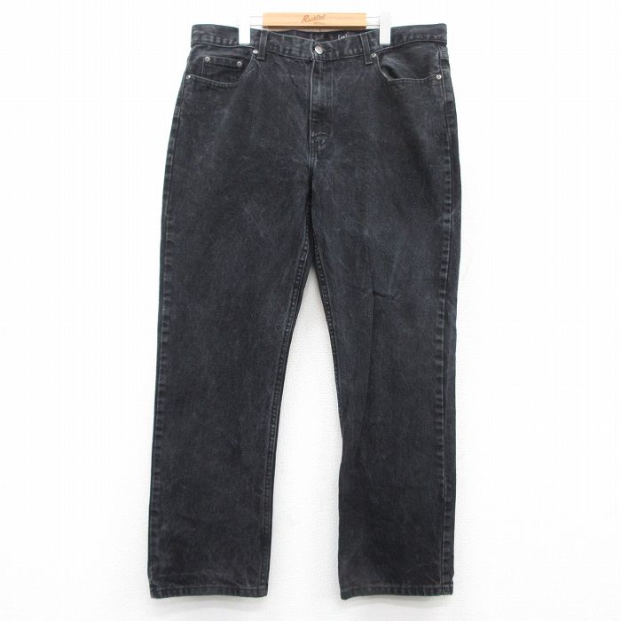 【20%OFF】W40★古着 ジーンズ メンズ 大きいサイズ コットン 黒 ブラック デニム 25jun24 中古 ボトムス ジーパン Gパン ロング パンツ