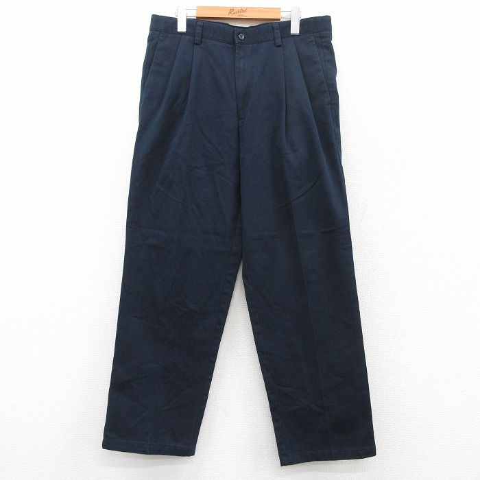W36★古着 ドッカーズ パンツ メンズ コットン 紺 ネイビー 25jun24 中古 ボトムス ロング
