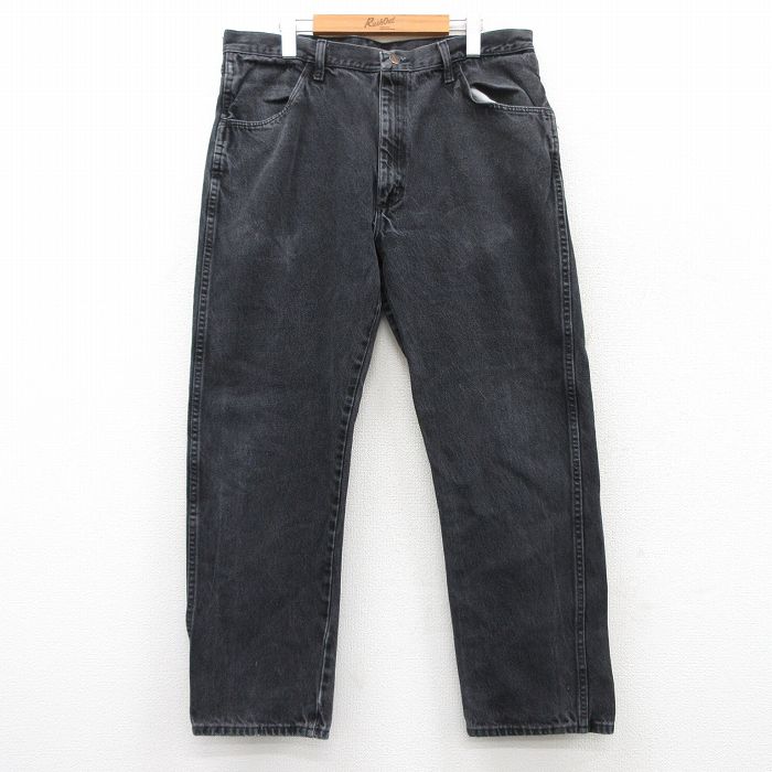 W36★古着 ラスラー ジーンズ メンズ コットン 黒 ブラック デニム 25jun24 中古 ボトムス ジーパン Gパン ロング パンツ