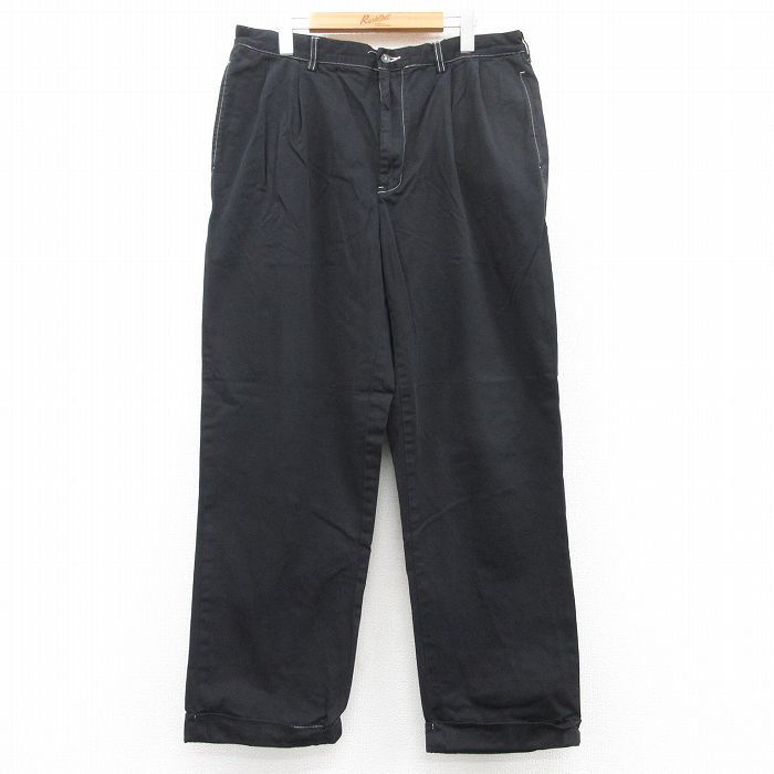 W36★古着 ラルフローレン Ralph Lauren ブランド チノ パンツ チノパン メンズ 90年代 90s HAMMOND コットン 黒 ブラック 25jun24 中古 ボトムス ロング