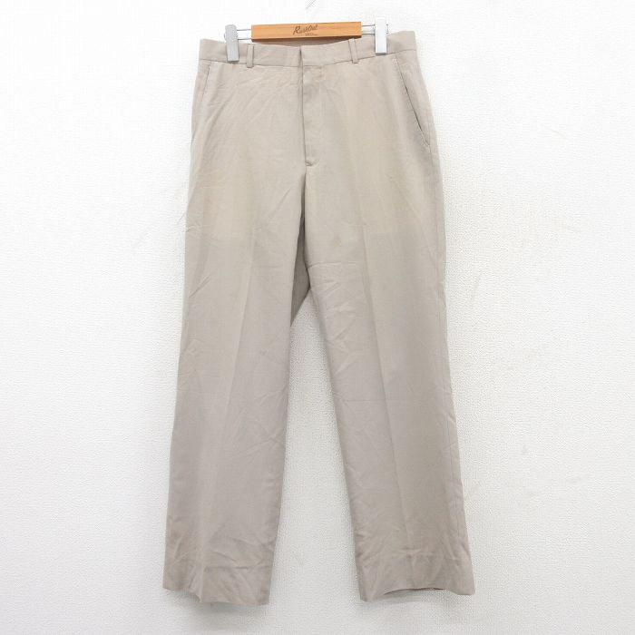 W32★古着 スラックス パンツ メンズ 80年代 80s USA製 タロン 薄ベージュ カーキ 25jun24 中古 ボトムス ロング
