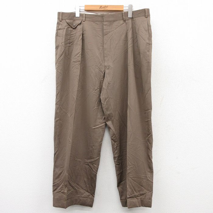 W38★古着 ラルフローレン Ralph Lauren ブランド スラックス パンツ メンズ 90年代 90s タロン 茶 ブラウン 25jun24 中古 ボトムス ロング