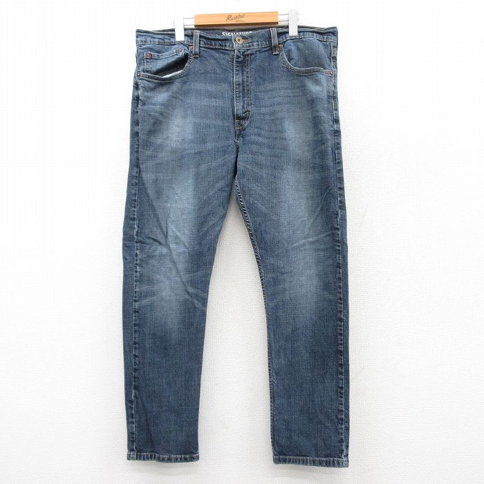 W39★古着 リーバイス Levis シグネチャー ジーンズ メンズ ヒゲ 紺 ネイビー デニム 【spe】 25jun24 中古 ボトムス ジーパン Gパン ロング パンツ