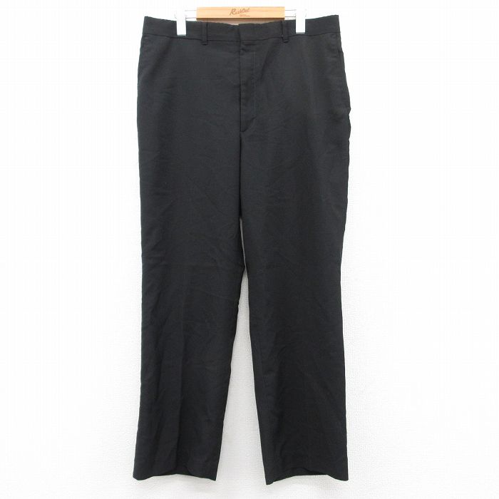 W36★古着 HAGGAR スラックス パンツ メンズ 黒 ブラック 25jun24 中古 ボトムス ロング