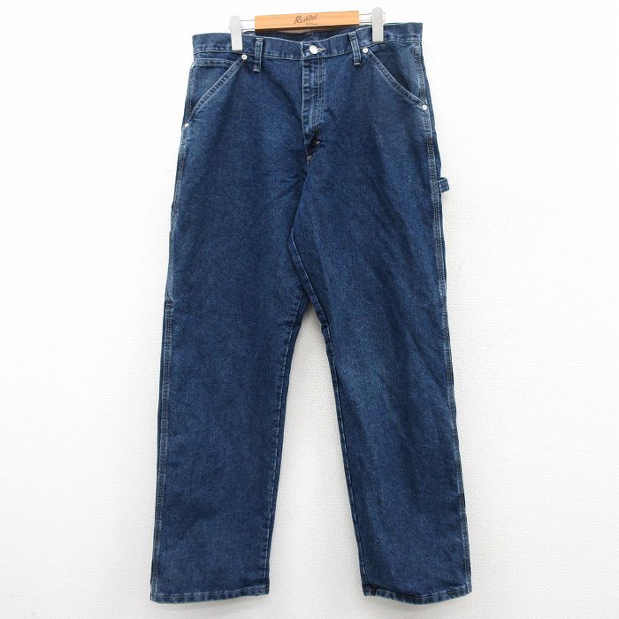 W36★古着 ラングラー Wrangler ペインター パンツ メンズ 紺 ネイビー デニム 25jun24 中古 ボトムス ロング