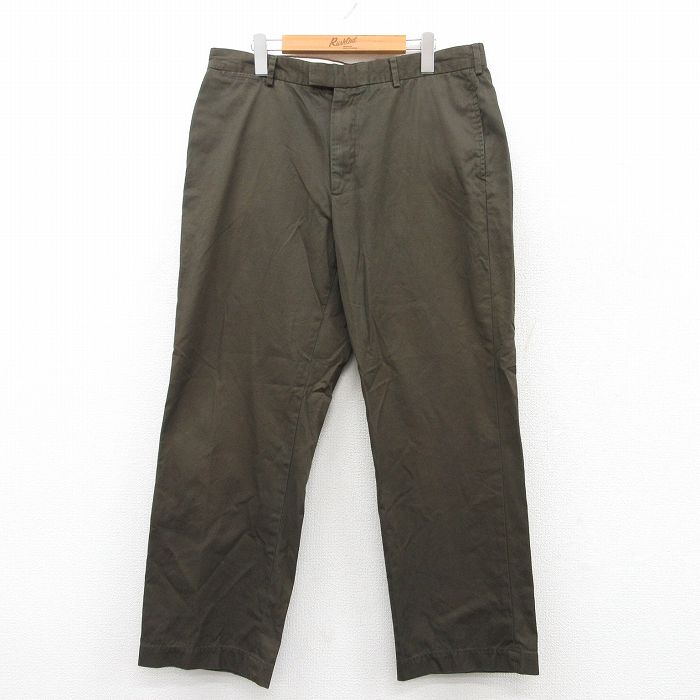 W36★古着 ブルックスブラザーズ BROOKS BROTHERS ブランド スラックス パンツ メンズ 00年代 00s コットン 濃緑 グリーン 25jun24 中古 ボトムス ロング