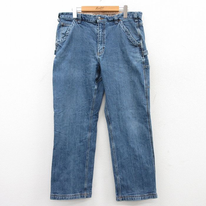 【20%OFF】W36★古着 ペインター パンツ メンズ 紺 ネイビー デニム 25jun24 中古 ボトムス ロング