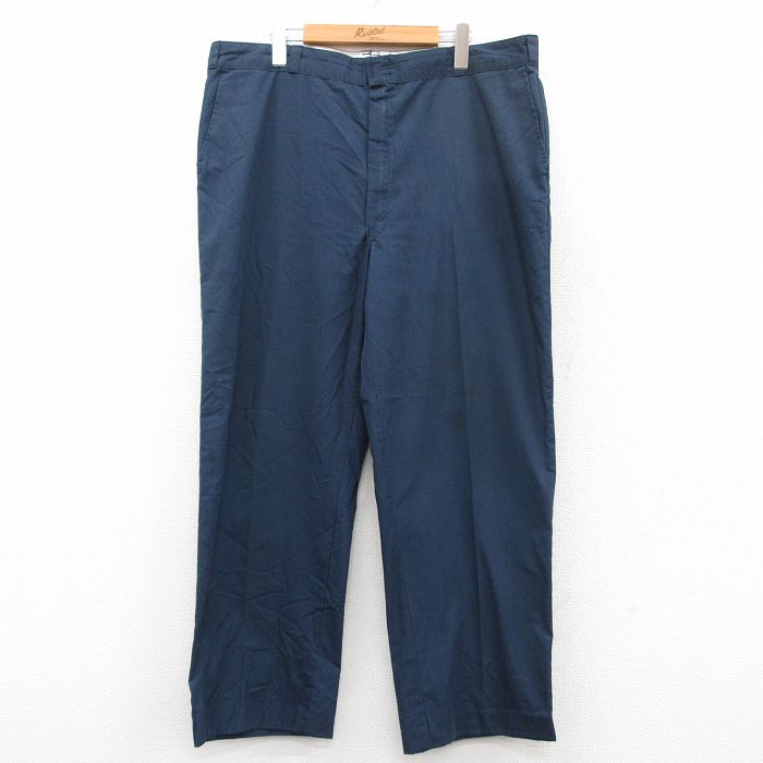 W40★古着 ディッキーズ Dickies ワーク パンツ メンズ 80年代 80s 大きいサイズ USA製 紺 ネイビー 【spe】 25jun24 中古 ボトムス ロング