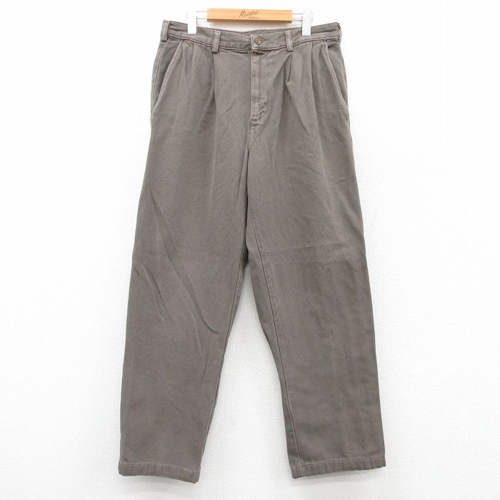 W34★古着 パンツ メンズ ダック地 茶系 ブラウン 25jun24 中古 ボトムス ロング